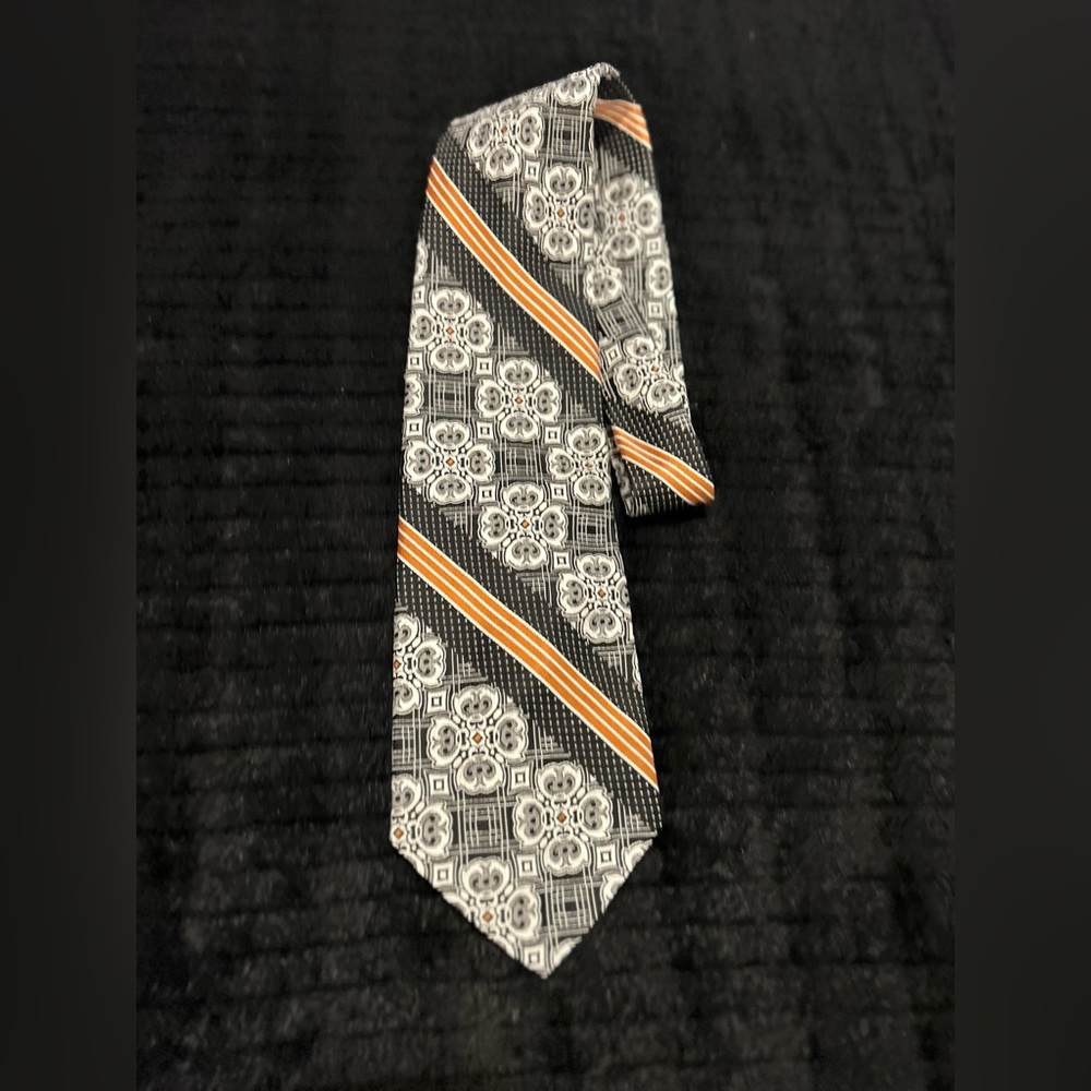 Pierre Cardin Black and Orange Geometric Tie